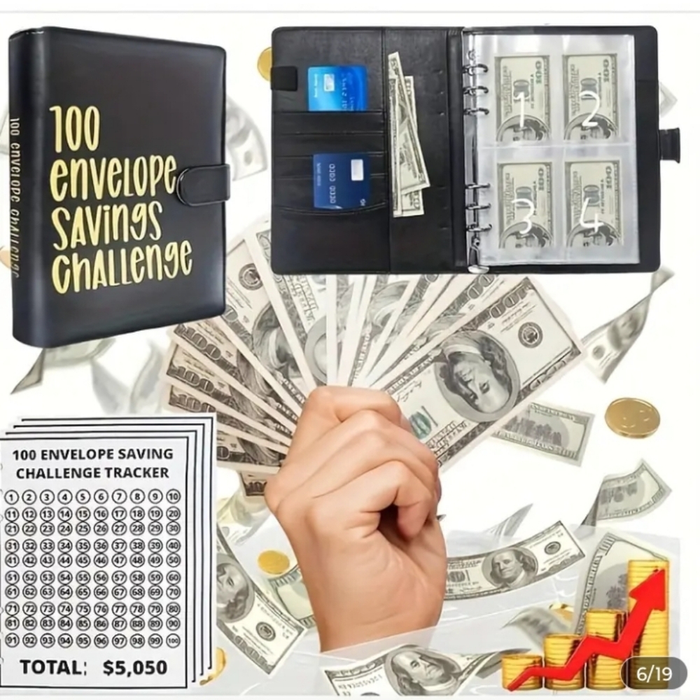 Budget Planner 100 Envelope Savings Challenge Binder - Dark Green - Picture 6 of 8